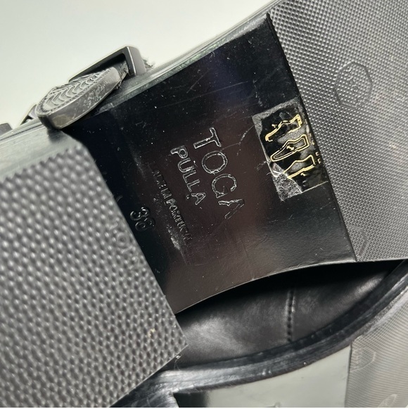 TOGA Pulla Black Leather Western Metal Buckle Ankle Boots Festival Booties - Picture 15 of 16